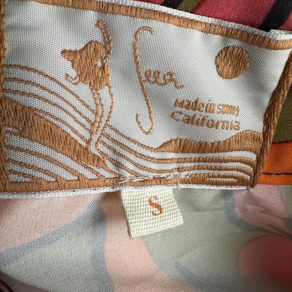 The Seea Hawaiian Reed Shirt Womens Small Green Short Sleeve Button Freya New - Picture 8 of 10